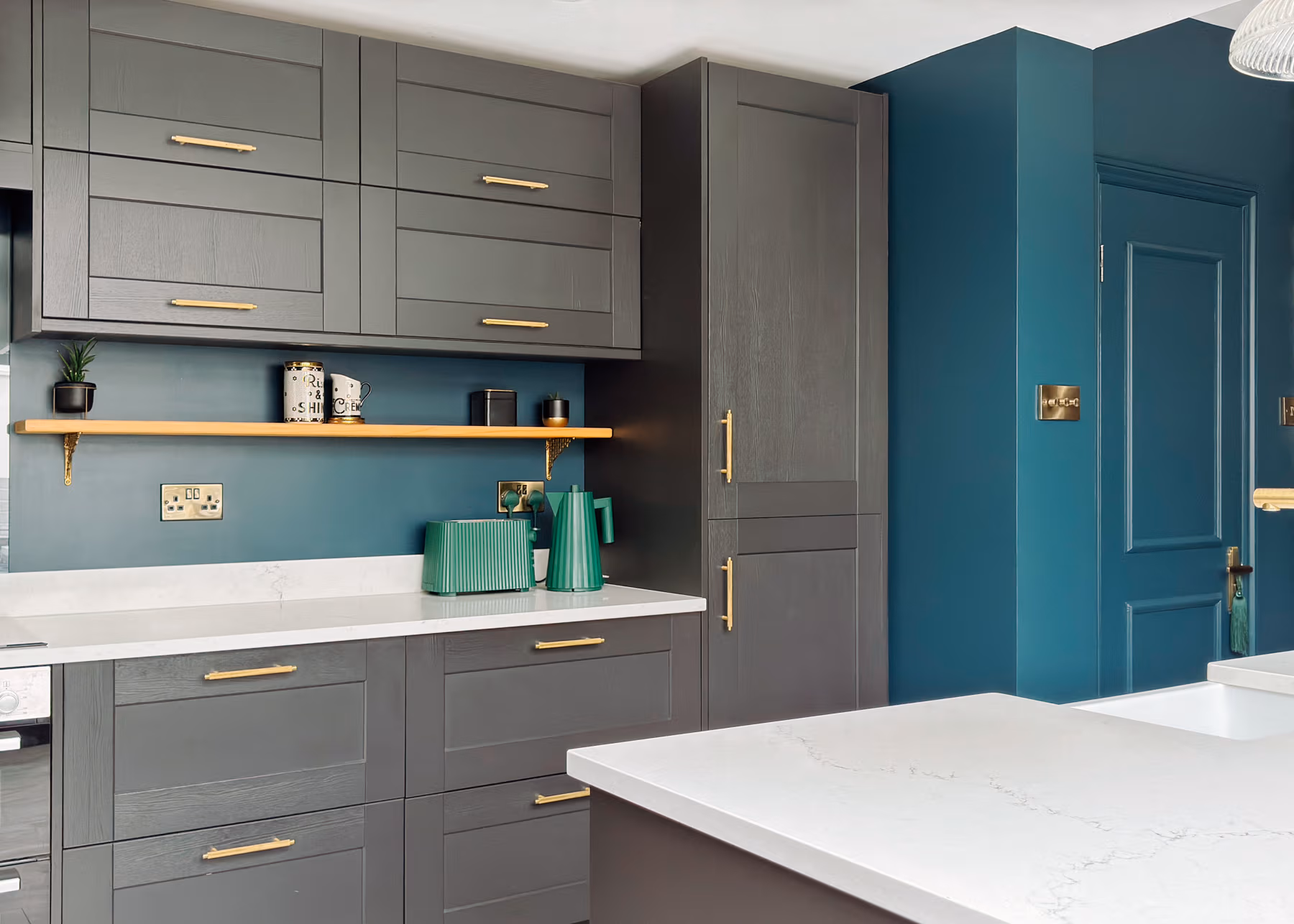 A photo of a kitchen in Cornwall Road St Albans Hertfordshire designed by bloom Interior Design