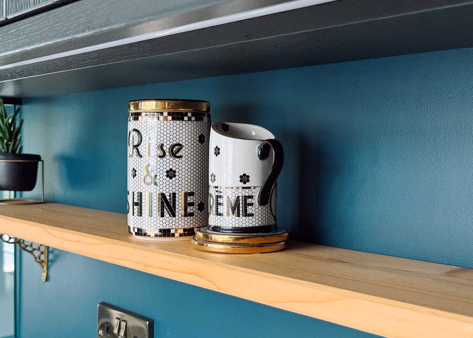 A photo of a stylish mugs hung in a kitchen in Cornwall Road St Albans Hertfordshire designed by bloom Interior Design