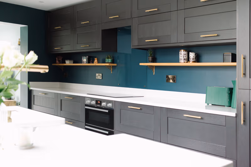 A photo of a kitchen in Cornwall Road St Albans Hertfordshire designed by bloom Interior Design
